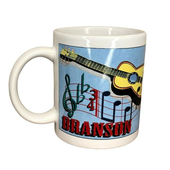 Branson Missouri Coffee Mug Guitar Music Notes Glazed Ceramic Souvenir 10 fl oz - Picture 1 of 6